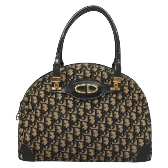 DIOR Trotter Canvas Hand Bag Navy Gold - Picture 2 of 12